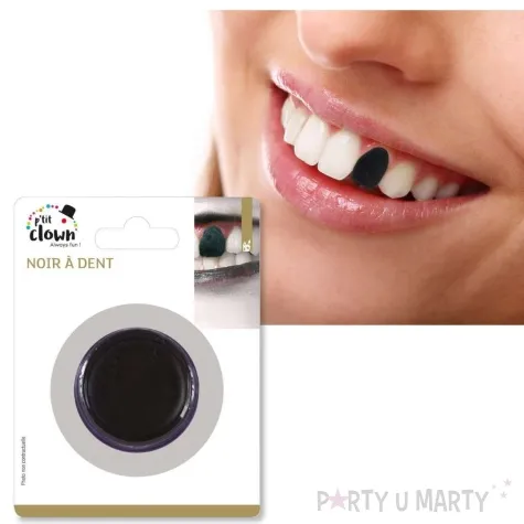 make up party farba na zeby czarny ptitclown