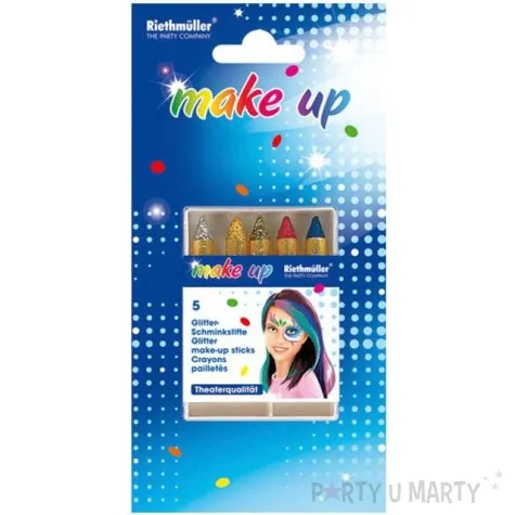 make up party kolorowe kredki brokatowe amscan 5 szt