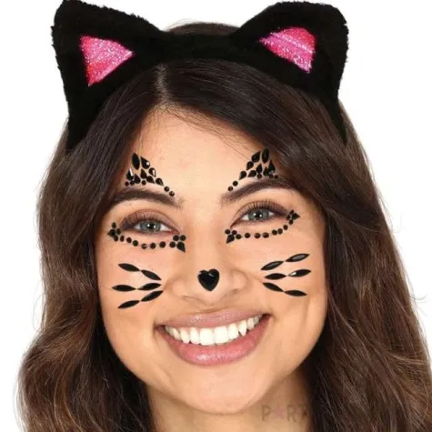 make up party krysztalki na twarz kot czarne guirca