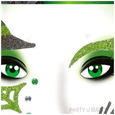 make up party naklejki na twarz czarownica wielokolorowy widmann
