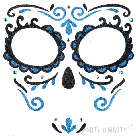 make up party naklejki na twarz los muertos czarno niebieskie arpex
