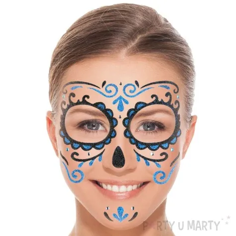 make up party naklejki na twarz los muertos czarno niebieskie arpex