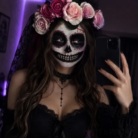makijaz do stroju na halloween dia dde los muertos tatuaze zmywalne sztuczne zeby demon make up