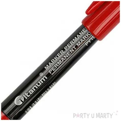 marker permanentny okragly cienki czerwony titanum 2 mm