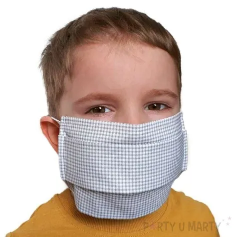 maseczka bawelniana classic child na gumce dziecieca szara kratka