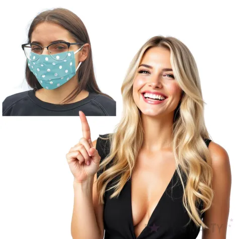 maseczka bawelniana dots adult na gumce blekitna