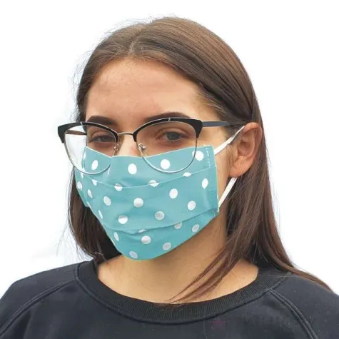 maseczka bawelniana dots adult na gumce blekitna
