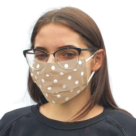 maseczka bawelniana dots adult na gumce brazowa jasna