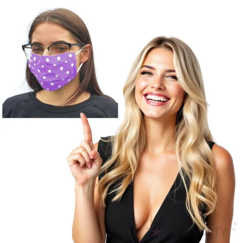 maseczka bawelniana dots adult na gumce fioletowa