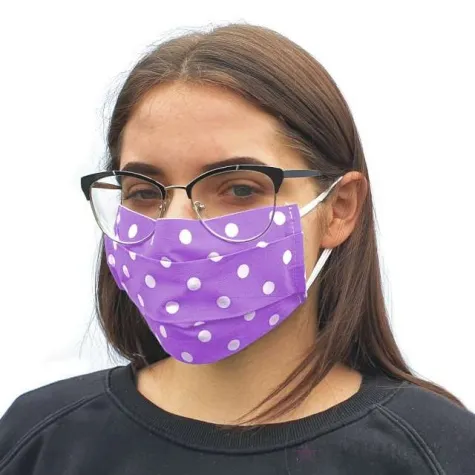maseczka bawelniana dots adult na gumce fioletowa