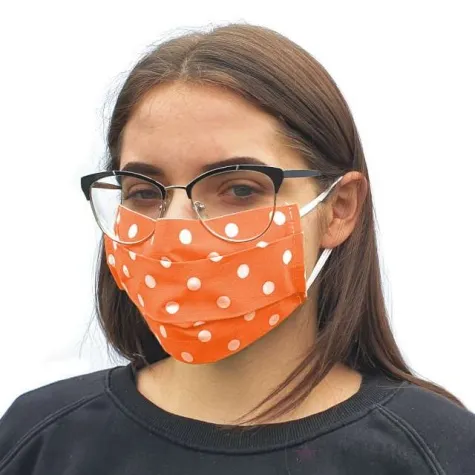 maseczka bawelniana dots adult na gumce pomaranczowa