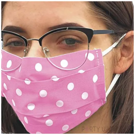maseczka bawelniana dots adult na gumce rozowa jasna