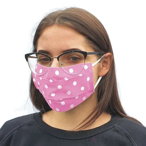 maseczka bawelniana dots adult na gumce rozowa jasna