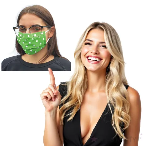 maseczka bawelniana dots adult na gumce zielony jasny