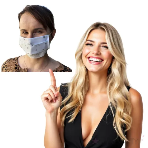 maseczka bawelniana gwiazdeczki na gumce biala