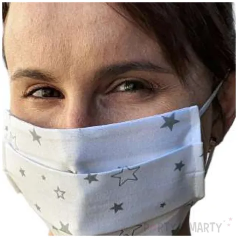 maseczka bawelniana gwiazdeczki na gumce biala