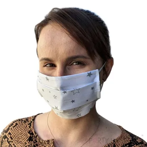 maseczka bawelniana gwiazdeczki na gumce biala