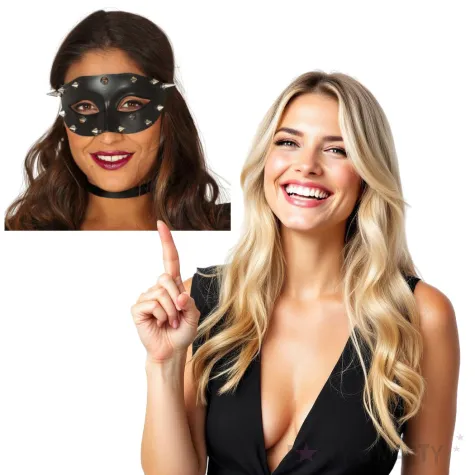 maska bdsm z cwiekami czarna guirca