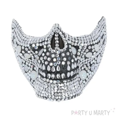 maska czaszka krysztalowa srebrna smiffys