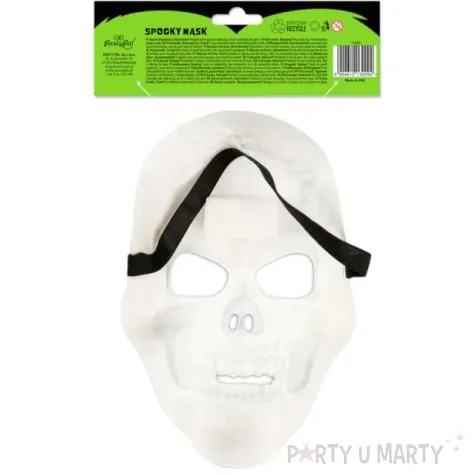 maska czaszka plastikowa bialy partypal