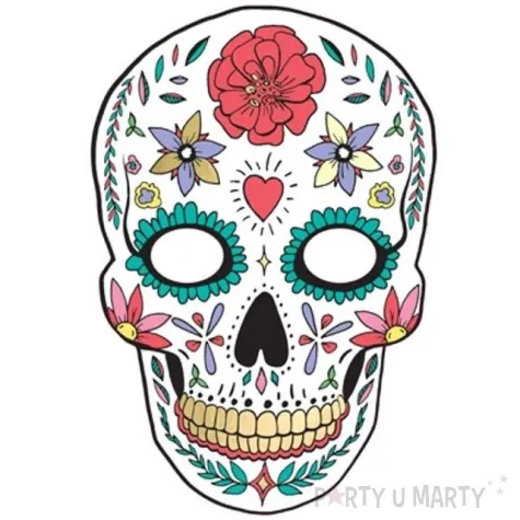 maska dia de los muertos biala papierowa partydeco