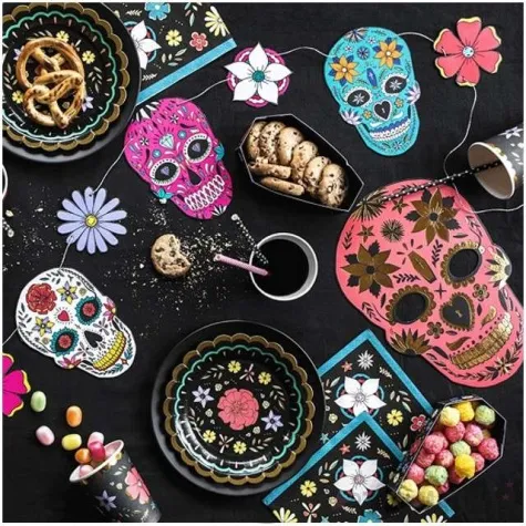 maska dia de los muertos czerwona papierowa partydeco