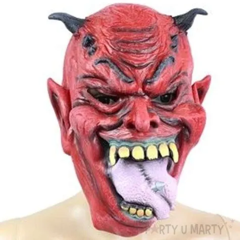 maska diabel z jezykiem lateksowa straszna 06