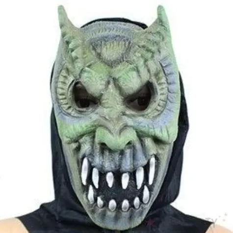 maska diabel zielony lateksowa straszna 12