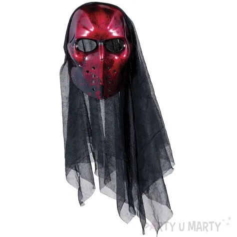 maska hokejowa kaptur czarny czerwony guirca