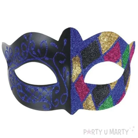 maska karnawalowa arlekin niebieska