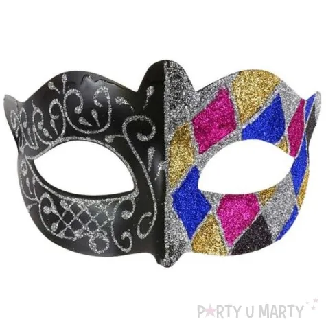 maska karnawalowa arlekin srebrna