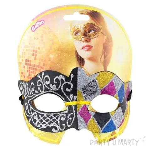 maska karnawalowa arlekin srebrna