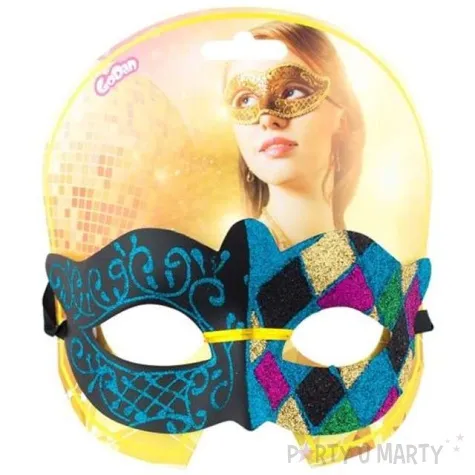 maska karnawalowa arlekin turkusowa