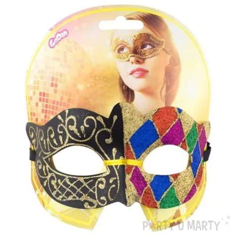 maska karnawalowa arlekin zlota