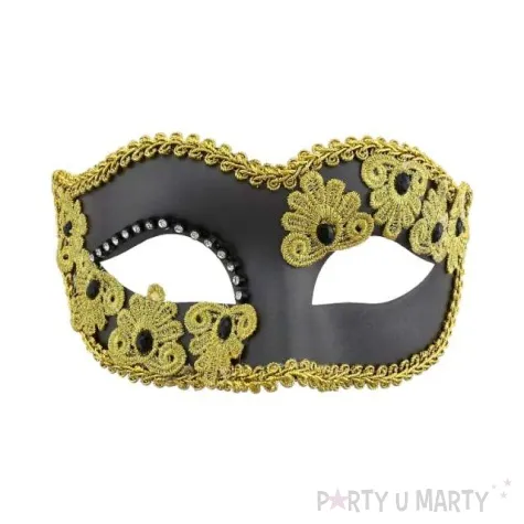 maska karnawalowa czarna matowa ze zdobieniami
