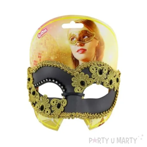 maska karnawalowa czarna matowa ze zdobieniami