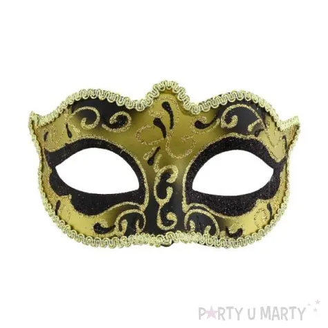 maska karnawalowa czarno zlota tajemnicza