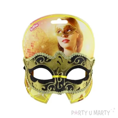 maska karnawalowa czarno zlota tajemnicza