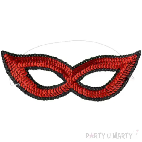 maska karnawalowa czerwona w cekiny