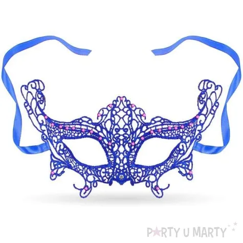 maska karnawalowa dama azurowa granatowy godan