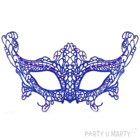 maska karnawalowa dama azurowa granatowy godan