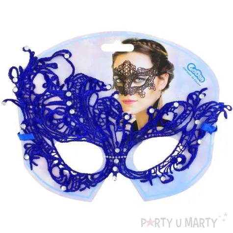maska karnawalowa dama granatowa azurowa godan