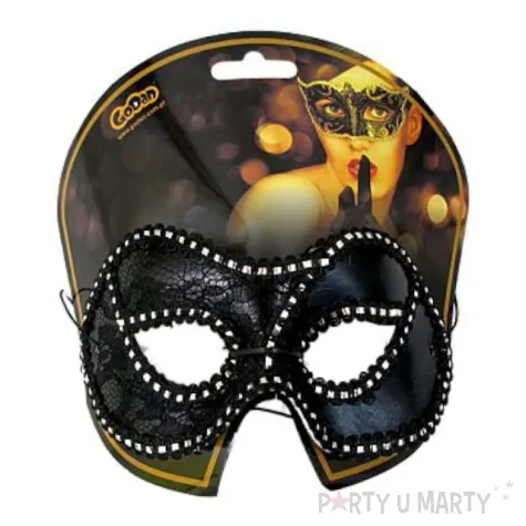 maska karnawalowa dama z koronka czarna