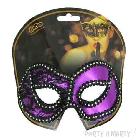 maska karnawalowa dama z koronka fioletowa
