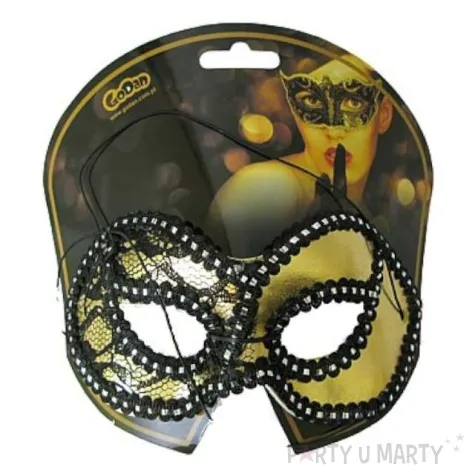 maska karnawalowa dama z koronka zlota