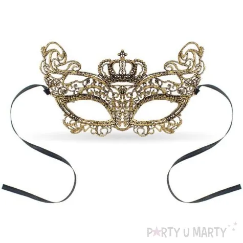 maska karnawalowa krolowa zlota azurowa godan