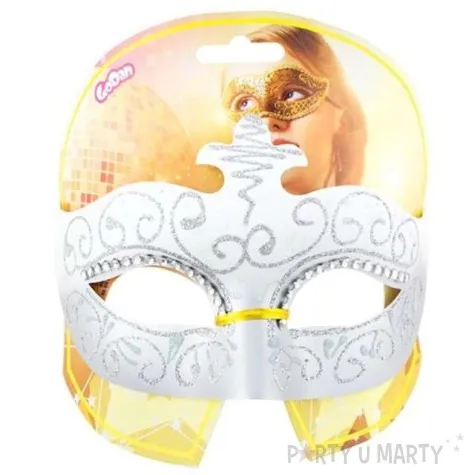 maska karnawalowa lilia bialo srebrna