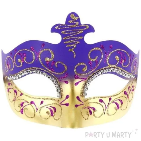 maska karnawalowa lilia fioletowo zlota