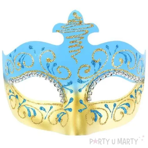 maska karnawalowa lilia niebiesko zlota