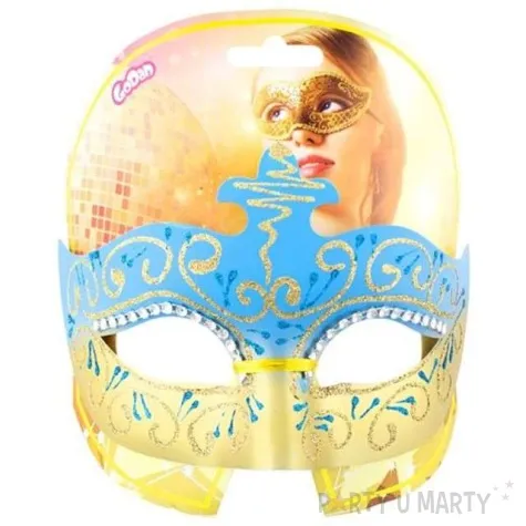 maska karnawalowa lilia niebiesko zlota